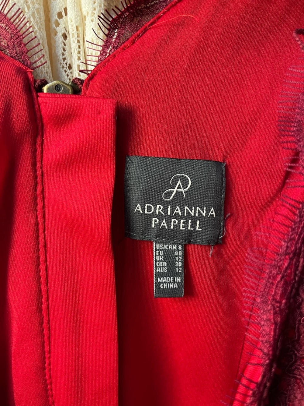Adrianna Papell Red Lace Mini Dress (rack) - Picture 4 of 7